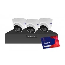 TRASSIR Комплект TR-Lite 1106 + 3 камеры TR-Lite L2S5 + Облако 3000