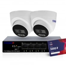 TRASSIR Комплект 2 камеры TR-Lite L2S5 + Коммутатор TR-NS1106-60-4POE + Облако 3000